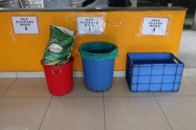 waste bins in canteen